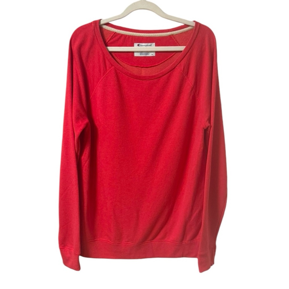 Champion Womens Crewneck Sweatshirt Red Large Long Lightweight